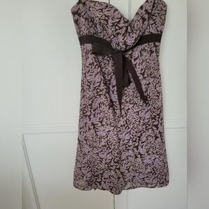 BCBGMaxAzria Y2K Strapless Floral Dress in Purple and Brown, 4